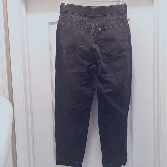 H & M-High Waisted Mom Jeans-Black Distressed Size 4 -Cotton Blend-Belted-Trend - Picture 10 of 15